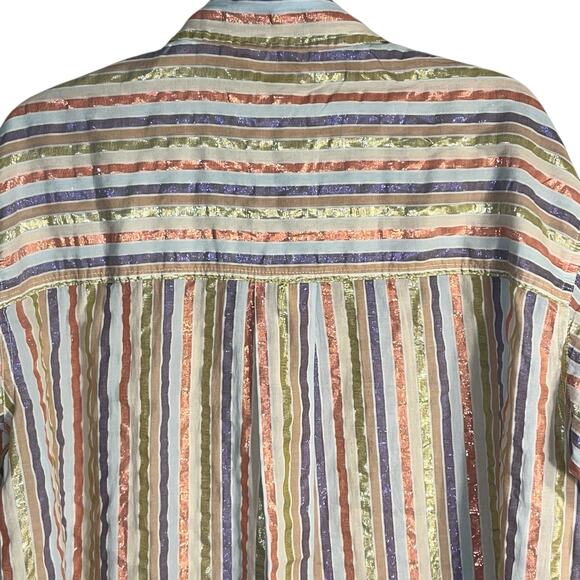 NWT Boden Multicolor Metallic Stripe Oversized Cotton Button‑Down Shirt US 8 - Picture 5 of 10